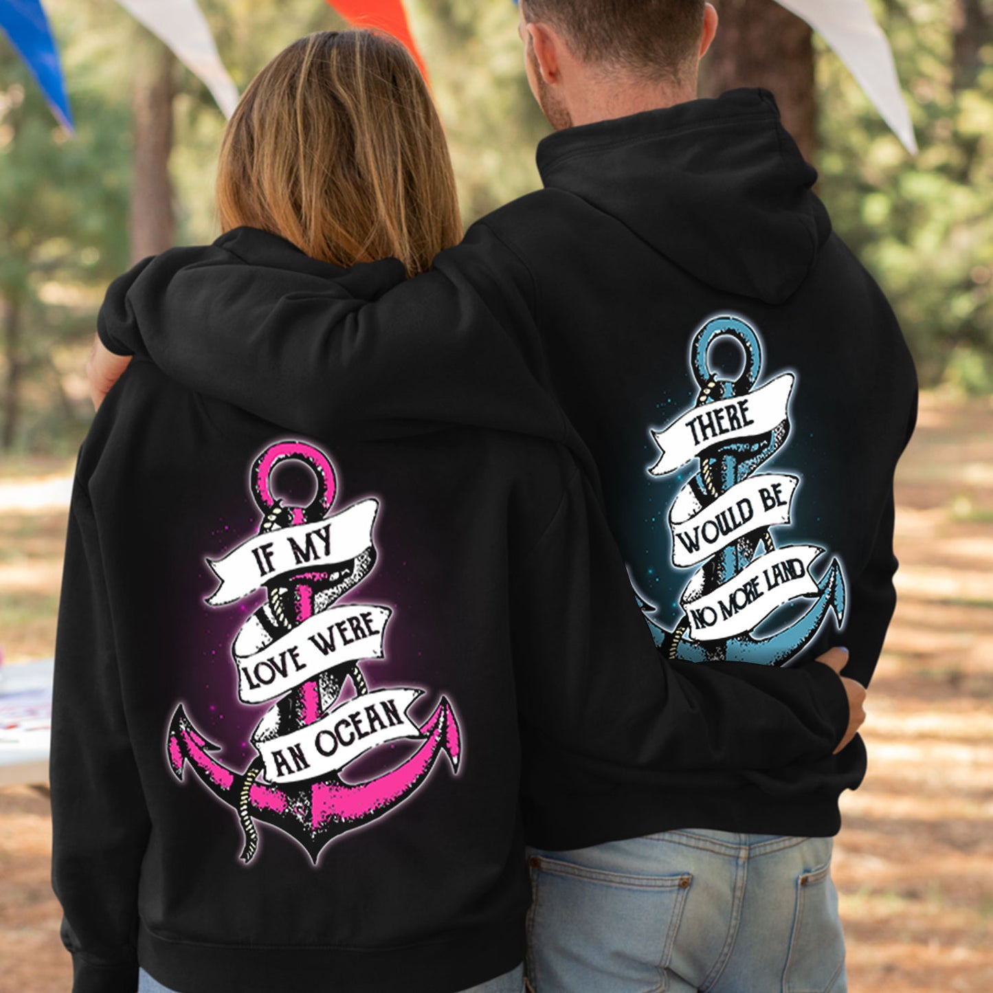 Romatic Anchor Couple Hoodies Valentine Gift Couple Matching Hoodie