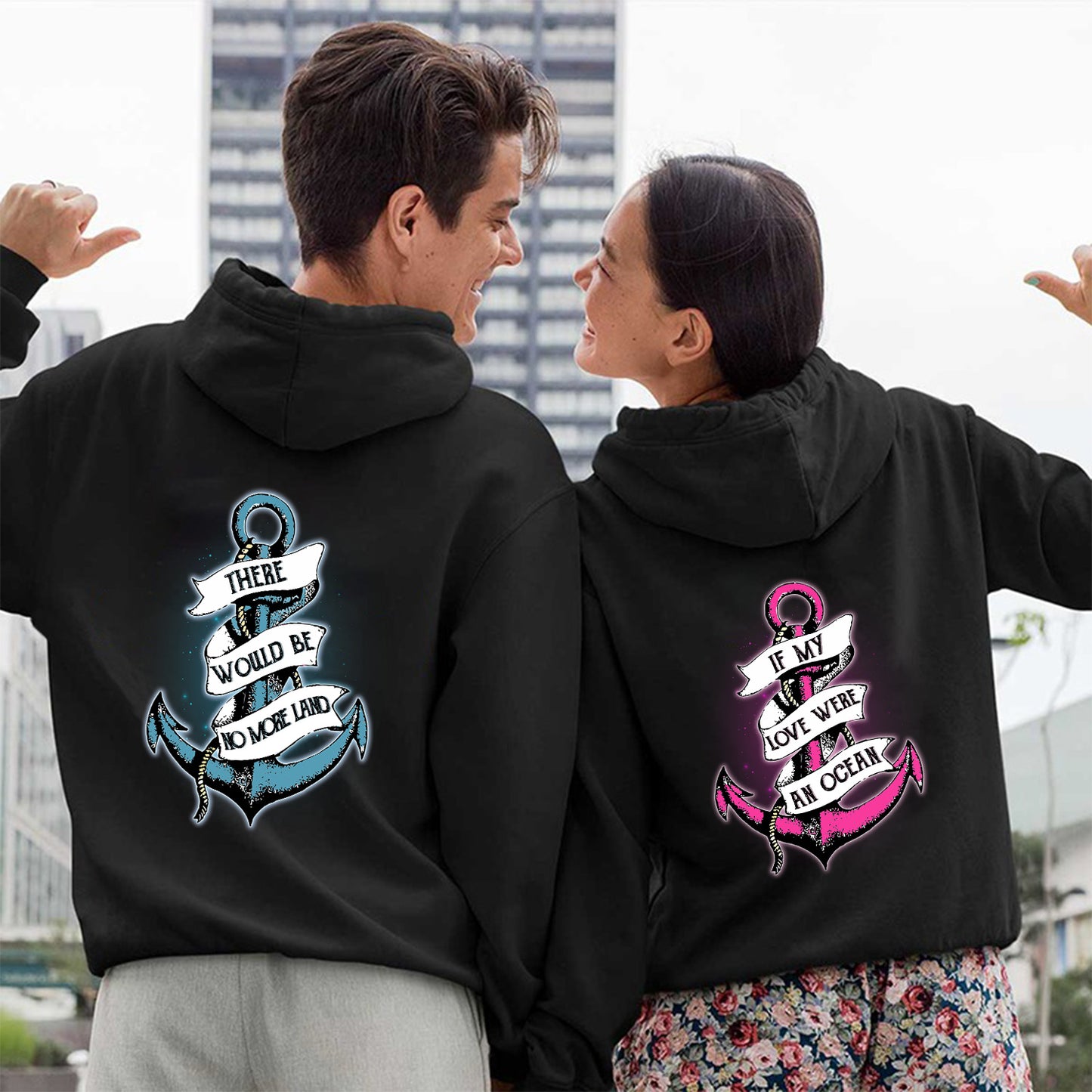 Romatic Anchor Couple Hoodies Valentine Gift Couple Matching Hoodie