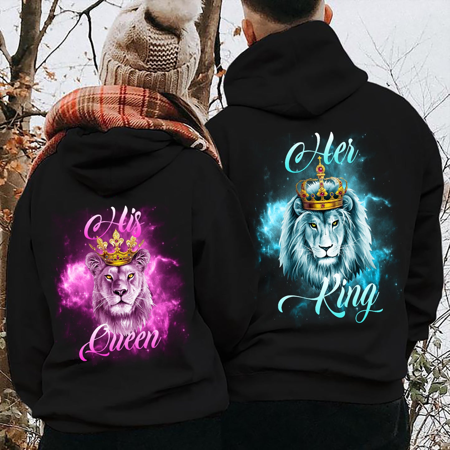 Her King His Queen Lion All Valentine Gift Couple Matching Hoodie