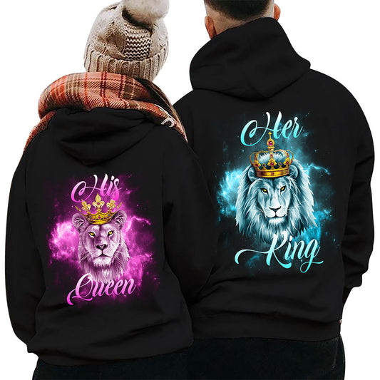 Her King His Queen Lion All Valentine Gift Couple Matching Hoodie