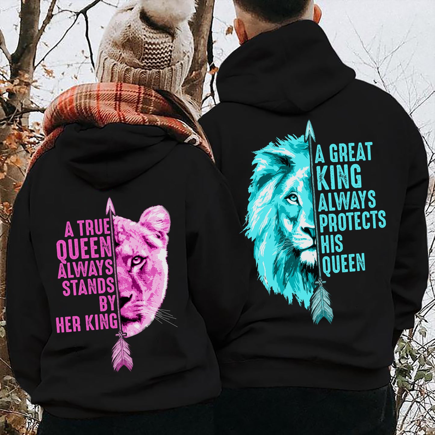 Her King and His Queen Couple Hoodies Valentine Gift Couple Matching Hoodie