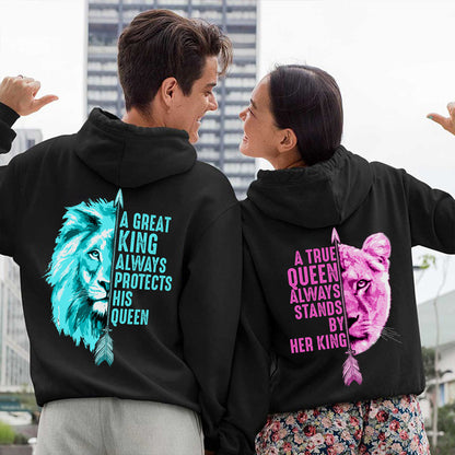 Her King and His Queen Couple Hoodies Valentine Gift Couple Matching Hoodie