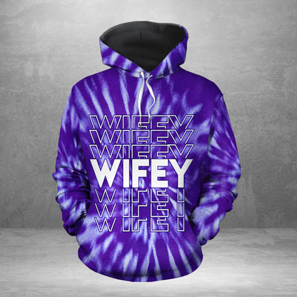 Hubby Wifey All Over Print Valentine Gift Couple Matching 3D Hoodie