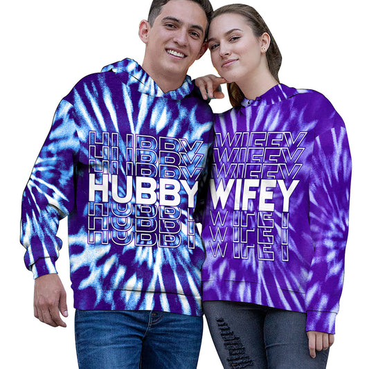 Hubby Wifey All Over Print Valentine Gift Couple Matching 3D Hoodie