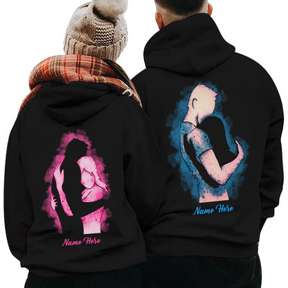 Couple Hug Custom Names Couple Hoodies Valentine Gift Couple Matching Hoodie