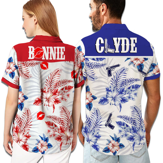 Bonnie and Clyde Tropical Flower Matching Hawaiian Shirt Personalizedwitch For Couple