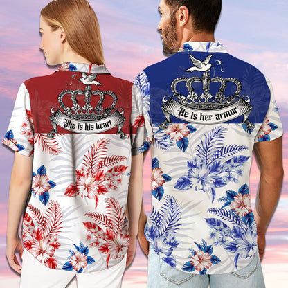 She Is His Heart He Is Her Armor Matching Hawaiian Shirt Personalizedwitch For Couple