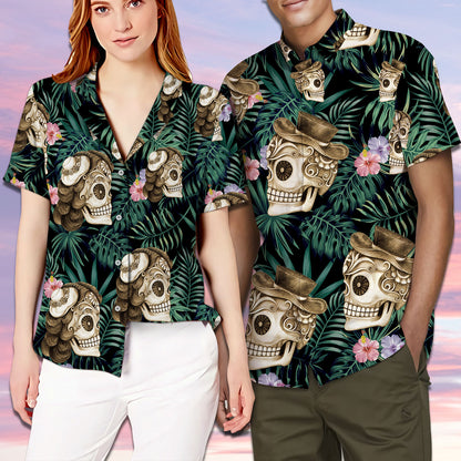 Skull Couple From Our First Kiss Till Our Last Breath Matching Hawaiian Shirt