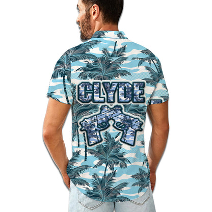 Clyde and Bonnie Camouflage Pattern Matching Hawaiian Shirt Personalizedwitch For Couple