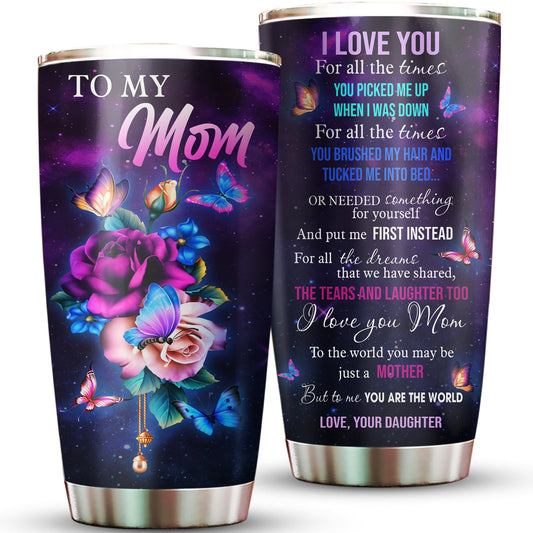 Love You Mom Butterfly Rose 20Oz Tumbler