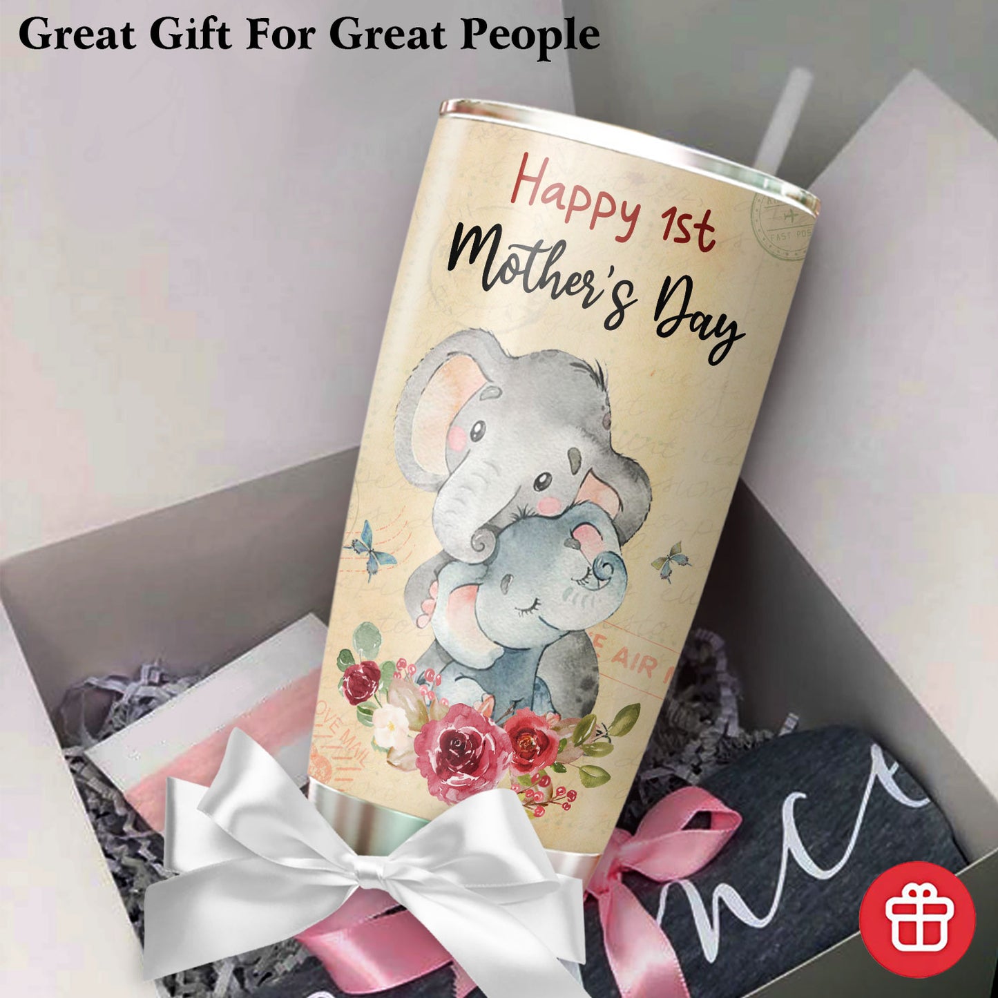 1st Mother's Day Elephant Baby 20Oz Tumbler