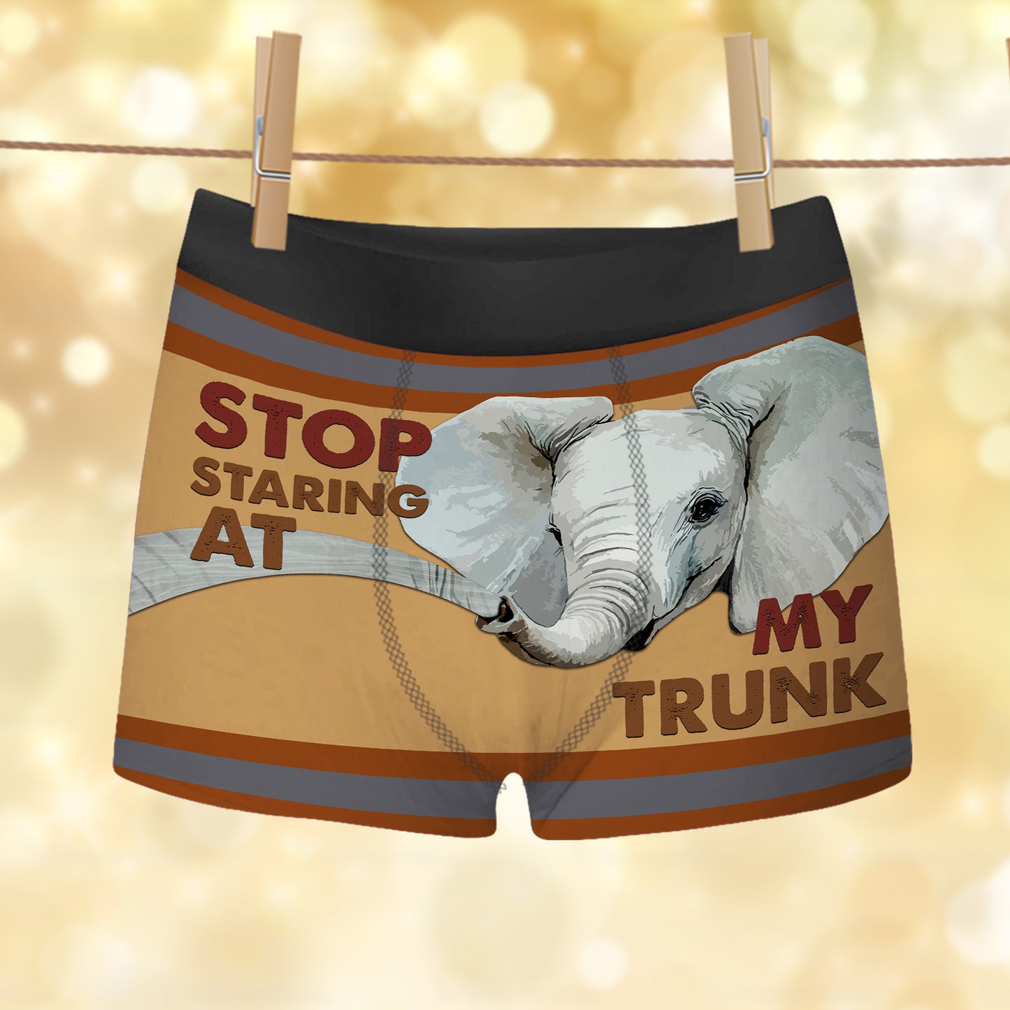 Stop Staring At My Truck Elephant All Over Print Men's Boxer Brief