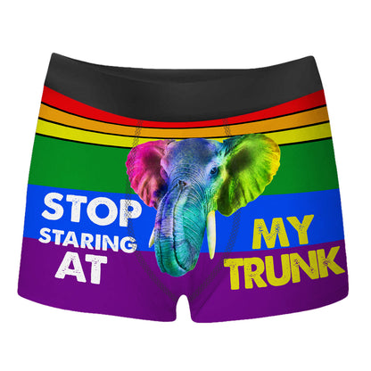 Stop Starting At My Trunk LGBT Elephant All Over Print Men's Boxer Brief