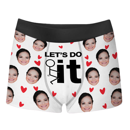 Funny Custom Face Let's Do It Valentine Over Print Men's Boxer Brief