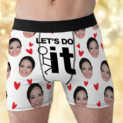 Funny Custom Face Let's Do It Valentine Over Print Men's Boxer Brief