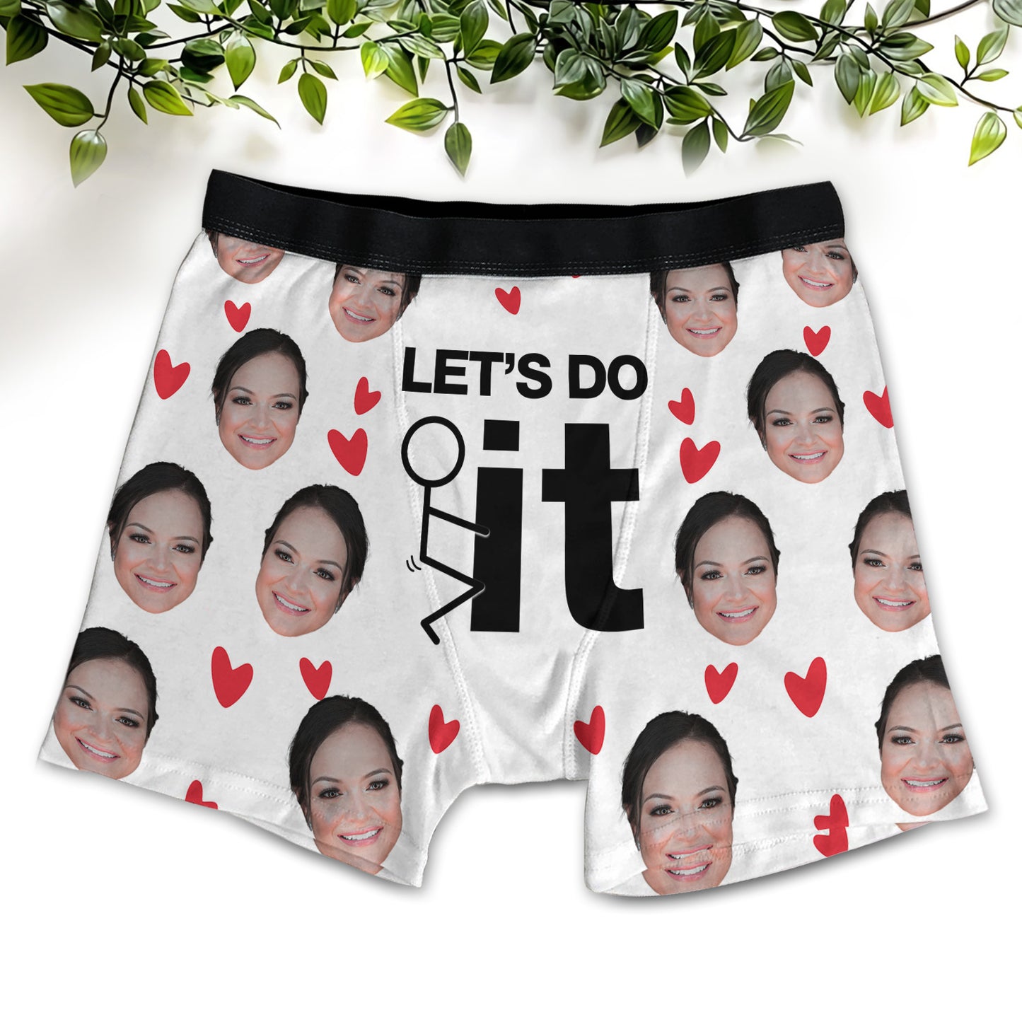 Funny Custom Face Let's Do It Valentine Over Print Men's Boxer Brief