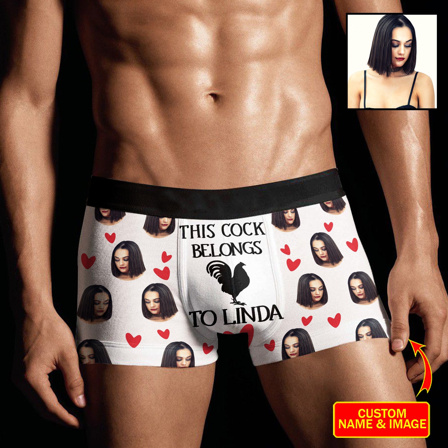 Funny Custom Face & Names This Cock Belongs To Men's Boxer Brief –  PERSONALIZEDWITCH