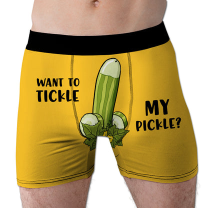 Want To Tickle My Pickle? Over Print Men's Boxer Brief