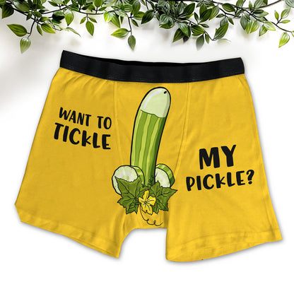 Want To Tickle My Pickle? Over Print Men's Boxer Brief