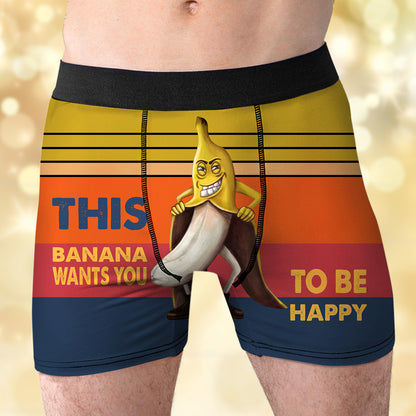 This Banana Wants You To Be Happy All Over Print Men's Boxer Brief