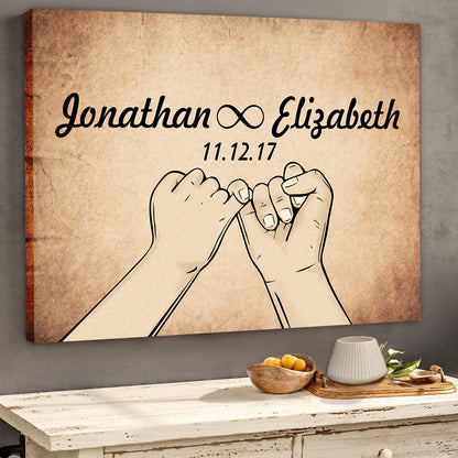 Pinky Swear Custom Name And Date Couple Valentine Gift Canvas