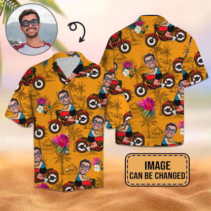 Custom Image Motorcycle Tropical - Hawaiian Shirt Personalizedwitch