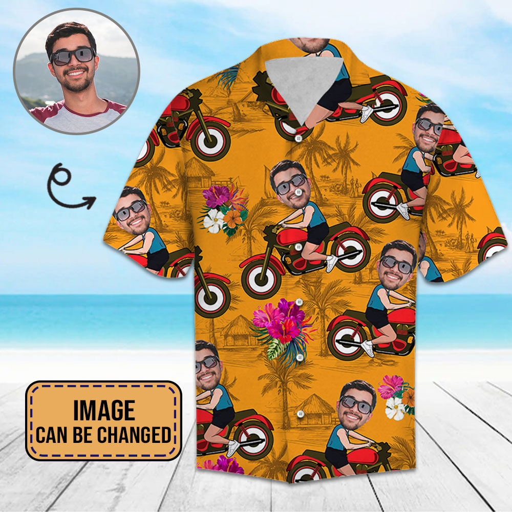 Custom Image Motorcycle Tropical - Hawaiian Shirt Personalizedwitch