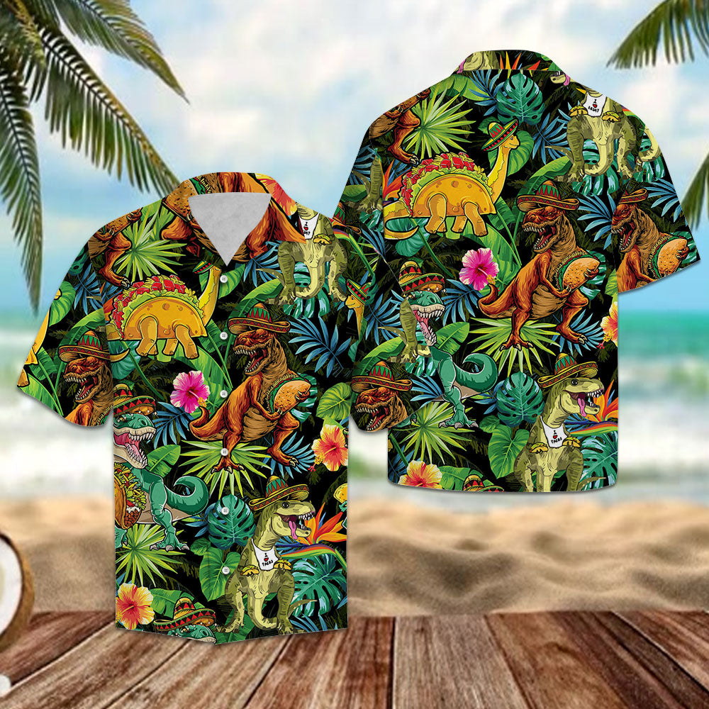 Tacos Taco Bell Dinosaur Tropical Leaf - Hawaiian Shirt Personalizedwitch
