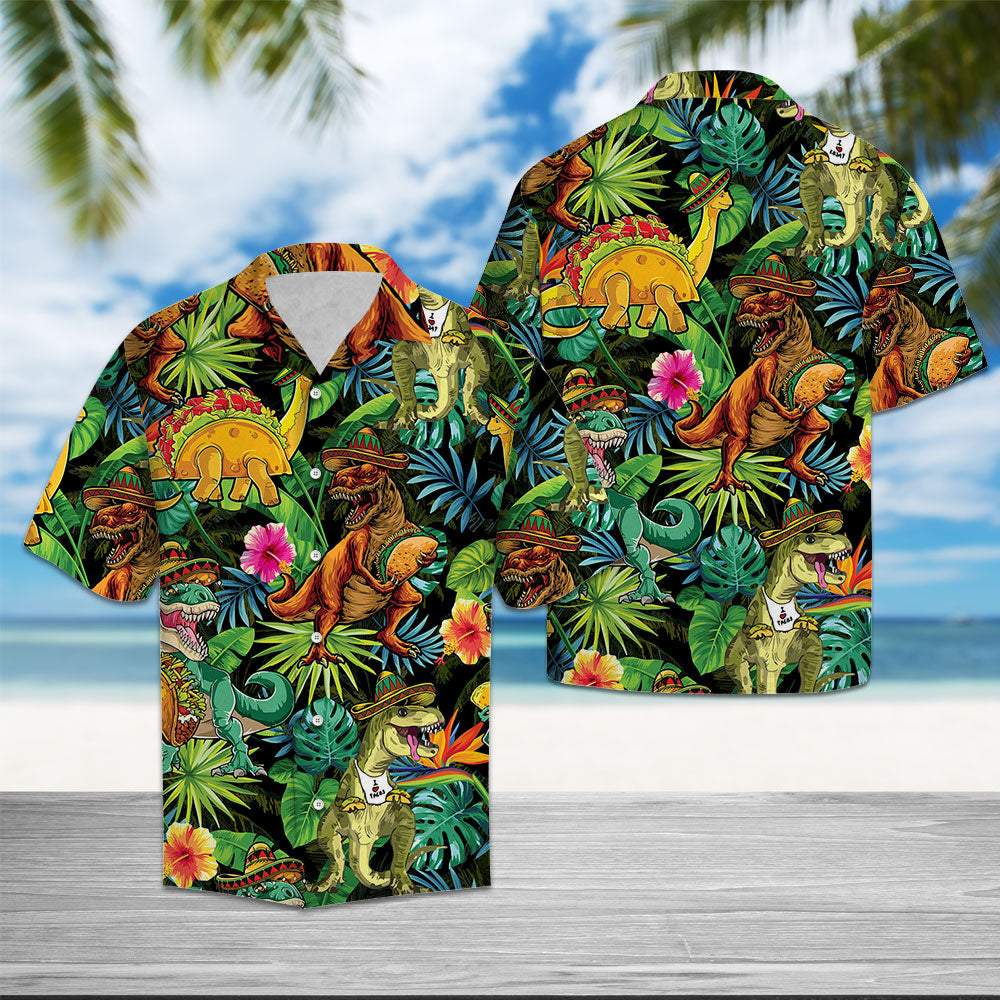 Tacos Taco Bell Dinosaur Tropical Leaf - Hawaiian Shirt Personalizedwitch