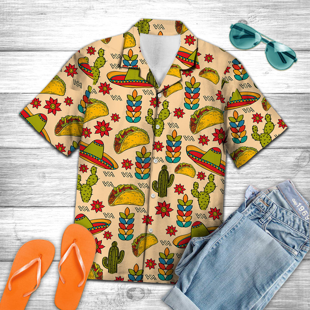 Vintage Taco Bell Hawaiian Shirt 90s Uniform All Over Print Tacos Pepsi V7