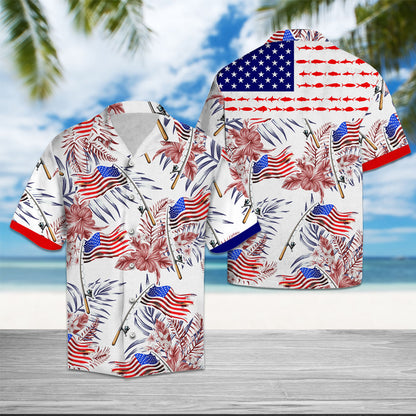 Fish Hook American Flag - Hawaiian Shirt Personalizedwitch For Fisherman
