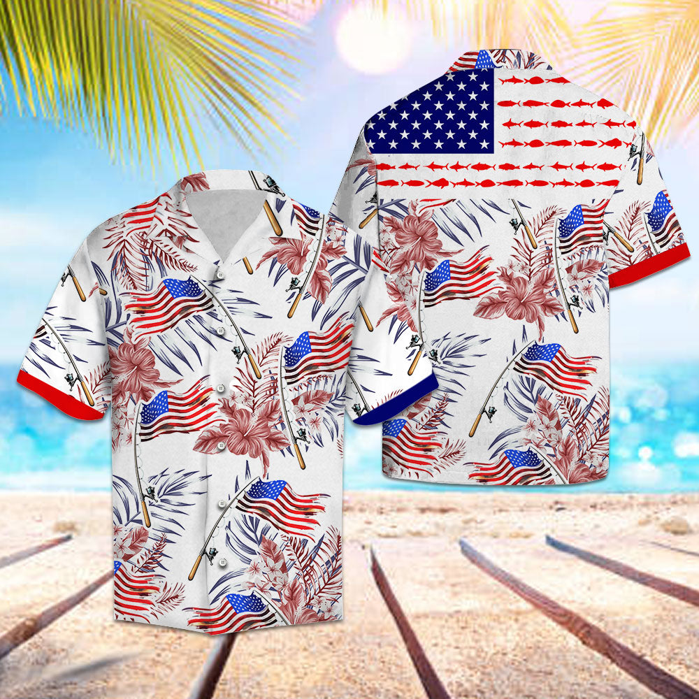 Fish Hook American Flag - Hawaiian Shirt Personalizedwitch For Fisherman