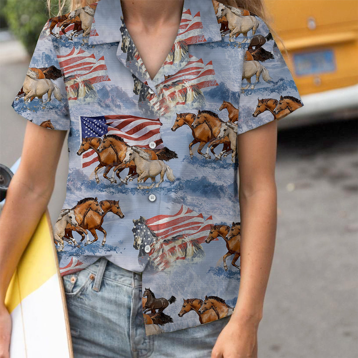 Horse USA Flag - Hawaiian Shirt Personalizedwitch For Horse Lover