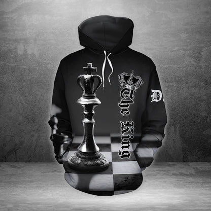 The King The Queen Chess Hoodie Custom Name All Over Print Valentine Gift Couple Matching 3D Hoodie Personalizedwitch For Couple