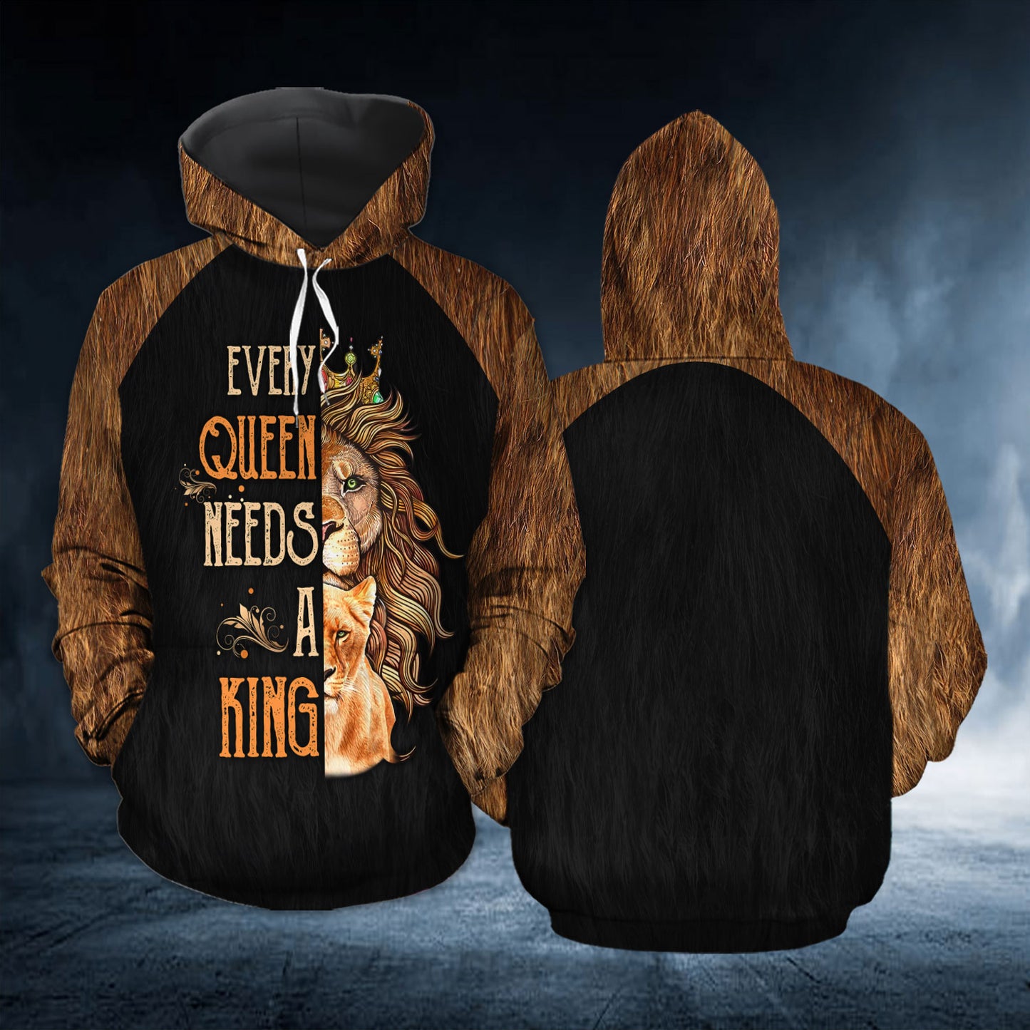 Every King Needs A Queen All Over Print Valentine Gift Couple Matching 3D Hoodie Personalizedwitch For Couple