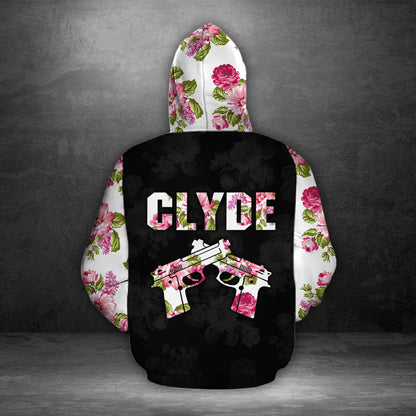 Bonnie and Clyde Crime Partners Flower All Over Print Valentine Gift Couple Matching 3D Hoodie