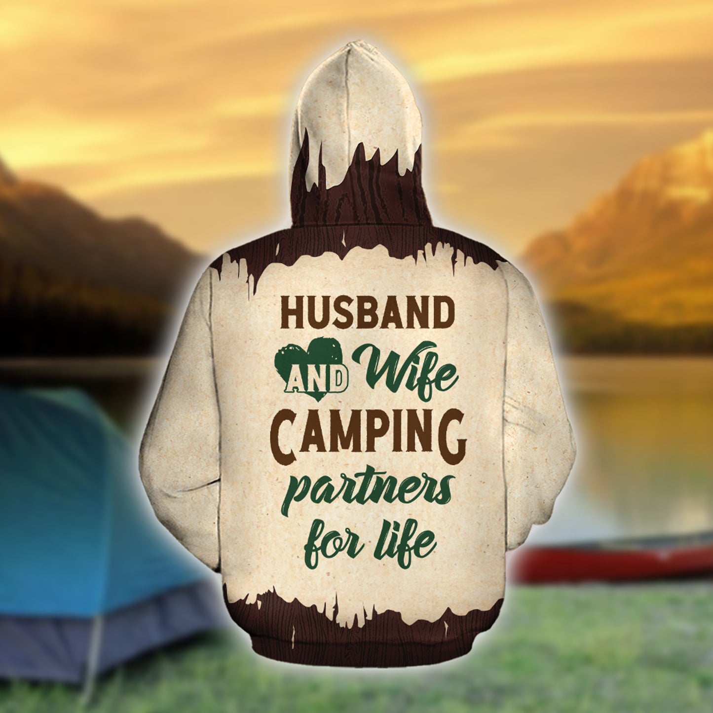 Husband And Wife Camping Partner For Life Custom All Over Print Matching Hoodie