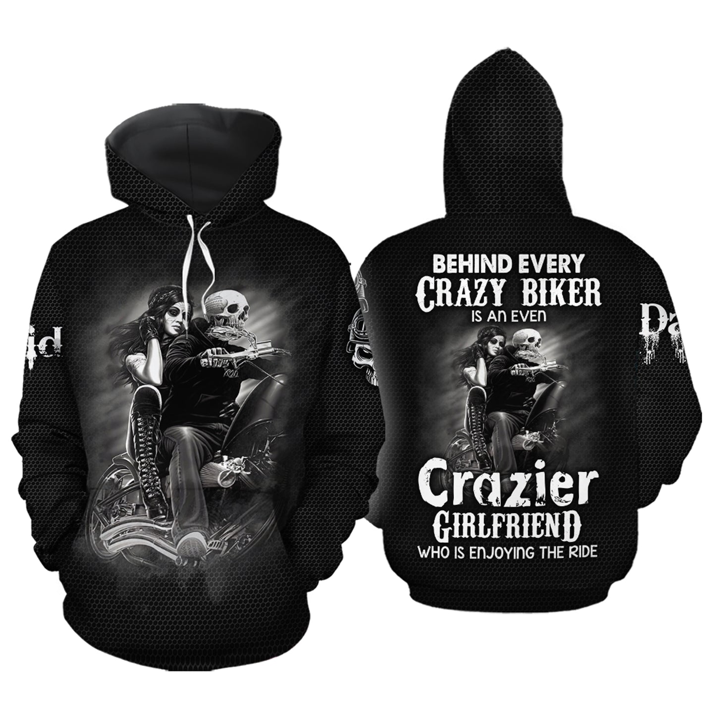Motorcyle Crazy Biker Boyfriend Over Print 3D Matching Hoodie Personalizedwitch For Motorcyle Couple