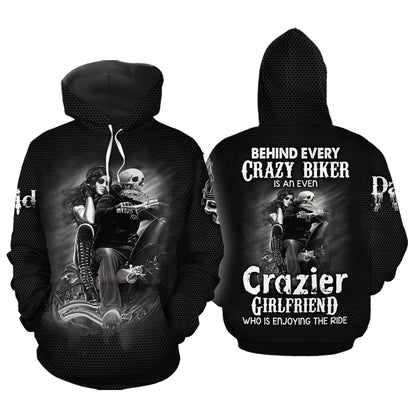 Motorcyle Crazy Biker Boyfriend Over Print 3D Matching Hoodie Personalizedwitch For Motorcyle Couple