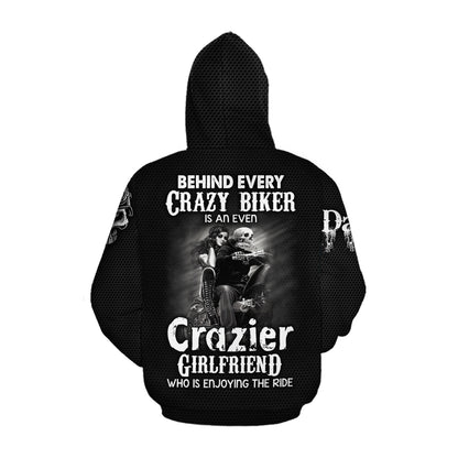 Motorcyle Crazy Biker Boyfriend Over Print 3D Matching Hoodie Personalizedwitch For Motorcyle Couple