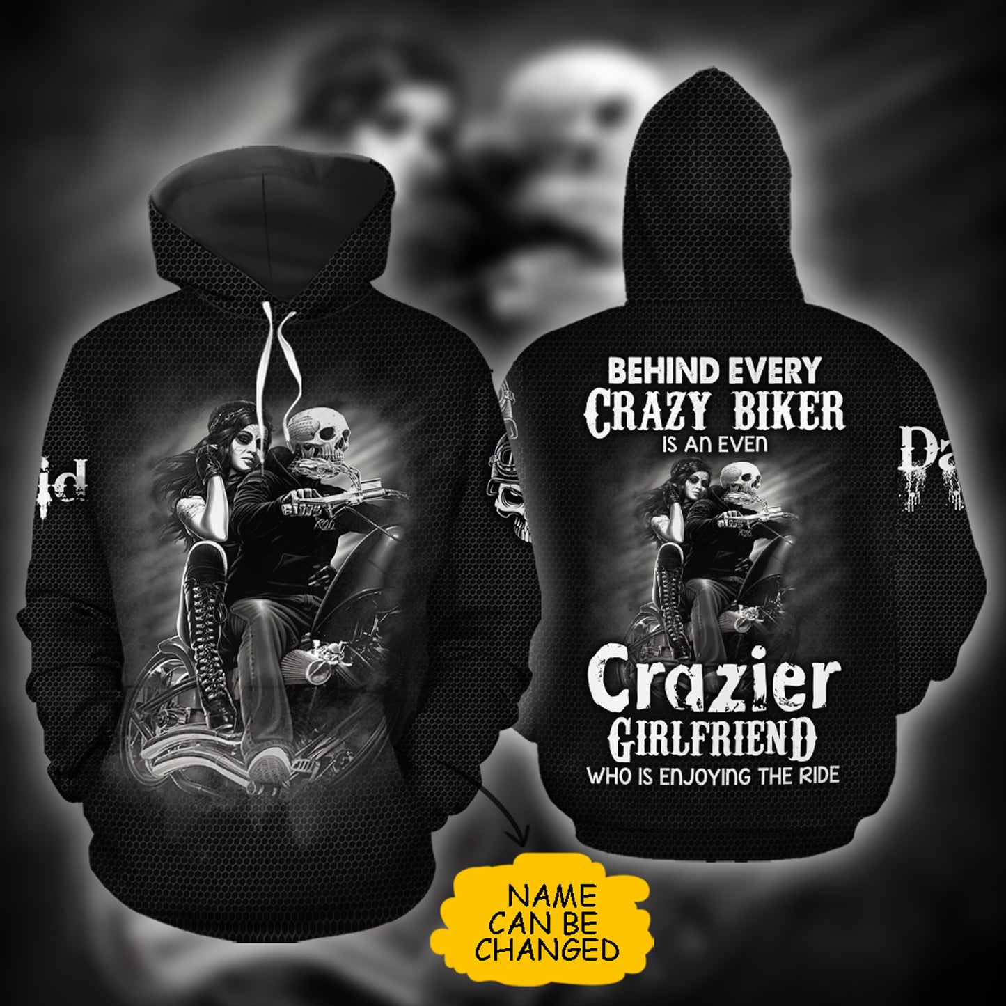 Motorcyle Crazy Biker Boyfriend Over Print 3D Matching Hoodie Personalizedwitch For Motorcyle Couple