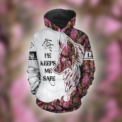 She Keeps Me Wild He Keeps Me Safe Wolf Couple All Over Print Valentine Gift Couple Matching 3D Hoodie Personalizedwitch For Wolf Lovers