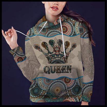 King And Queen Mandala Pattern All Over Print Valentine Gift Couple Matching 3D Hoodie Personalizedwitch For Couple