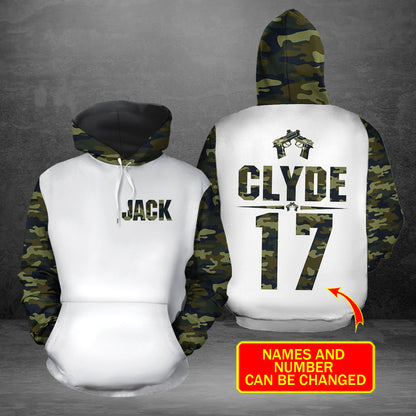 Bonnie and Clyde Custom Name And Number All Over Print Valentine Gift Couple Matching 3D Hoodie Personalizedwitch For Couple