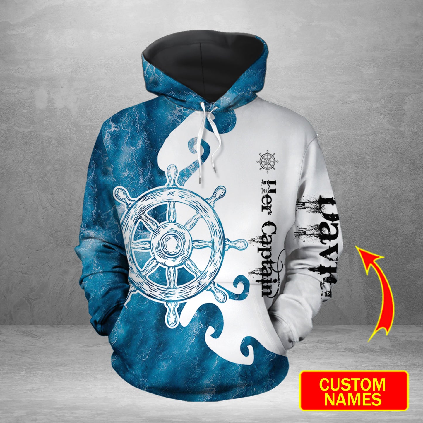 Her Captain His Anchor Custom Name All Over Print Valentine Gift Couple Matching 3D Hoodie For Couple