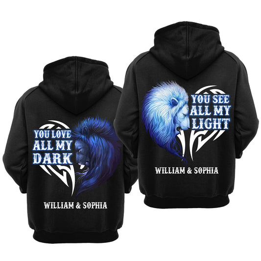 You See All My Light You Love All My Dark All Valentine Gift Couple Matching Hoodie