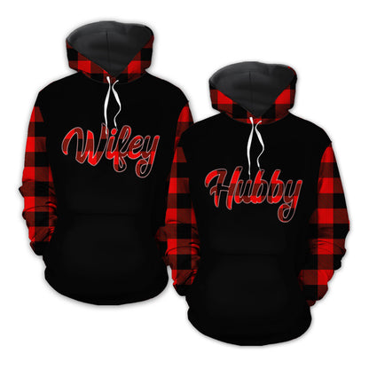 Holding Hand Hubby Wifey Custom Name All Over Print Valentine Gift Couple Matching 3D Hoodie Personalizedwitch For Couple