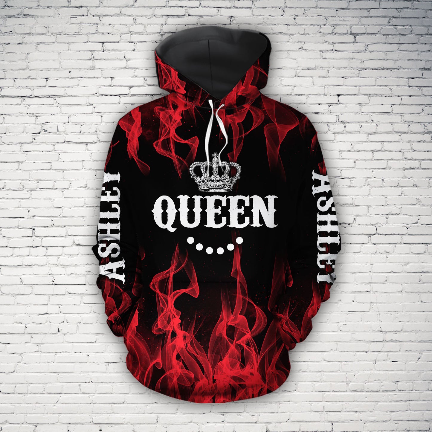 King And Queen Custom Name All Over Print Valentine Gift Couple Matching 3D Hoodie For Couple