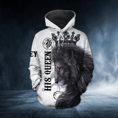 Lion Couple Custom Name All Over Print Valentine Gift Couple Matching 3D Hoodie Personalizedwitch For Couple