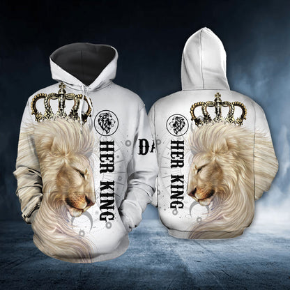 Lion Couple Custom Name All Over Print Valentine Gift Couple Matching 3D Hoodie Personalizedwitch For Couple